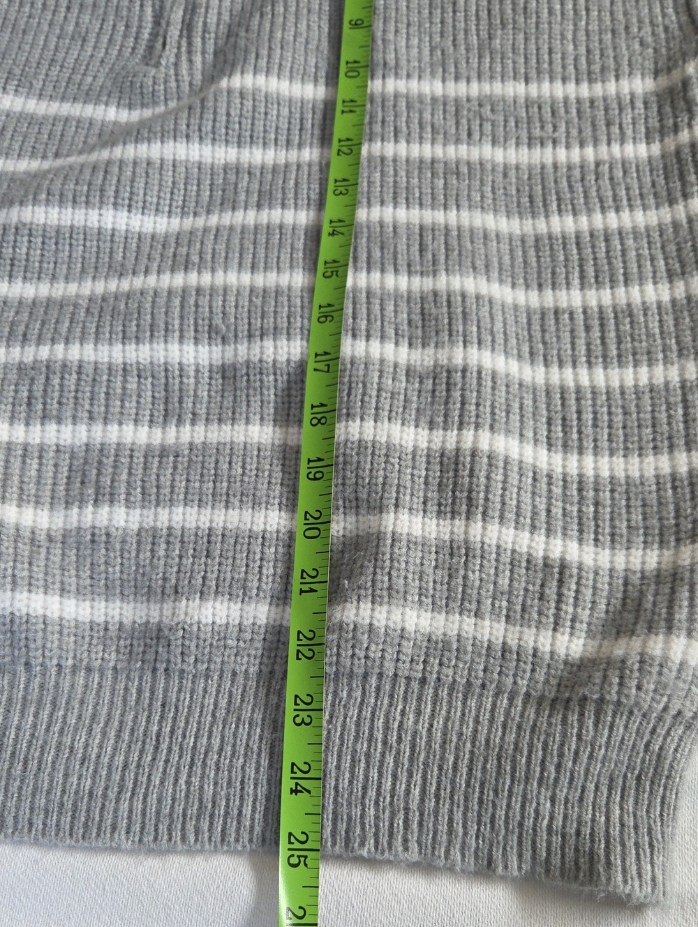 Women's Grey Ans White Striped Half-Zip Sweater - Picture 6 of 8